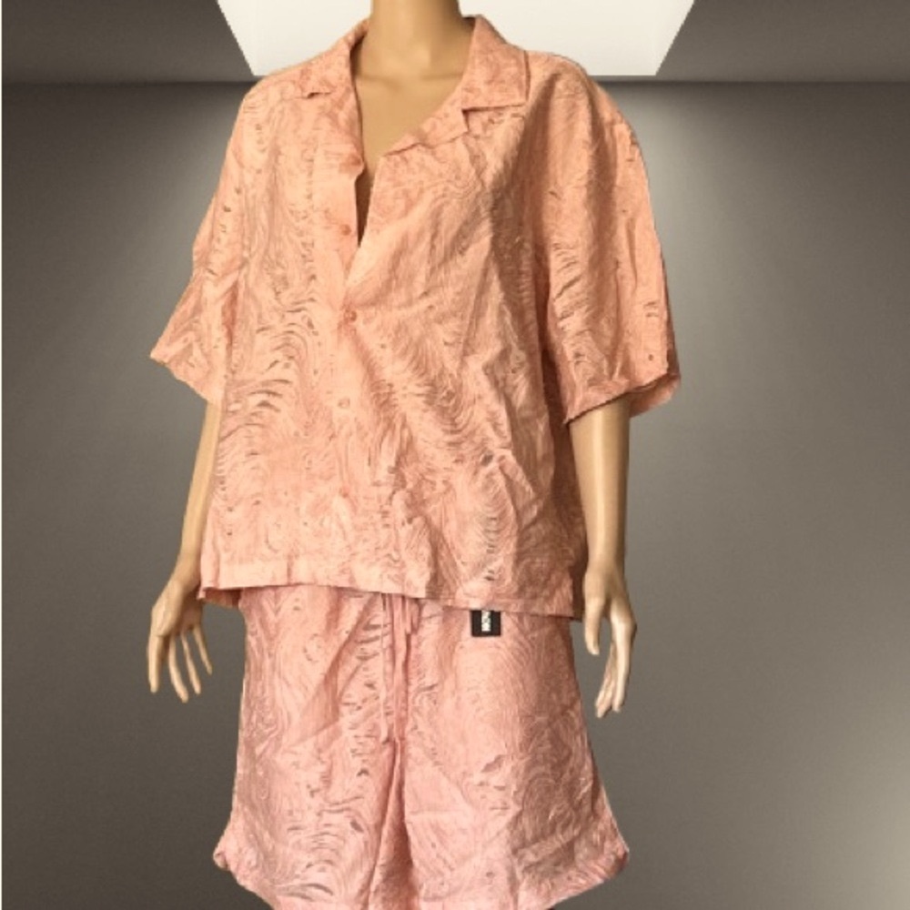 Fashion Nova Pink Floral Mens Short Set